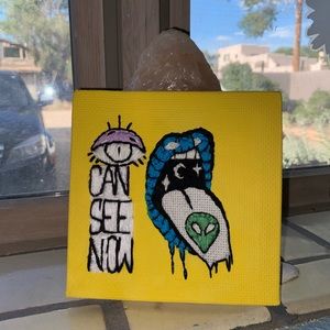 Handemade by me embroidery art on canvas